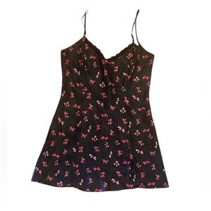 DELICATES Women’s Bow Print Short Satin Slip Dress Size M